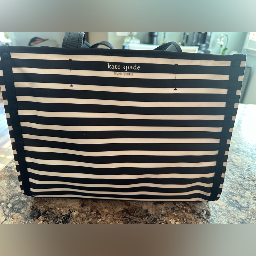 Kate Spade Black and White Striped Tote